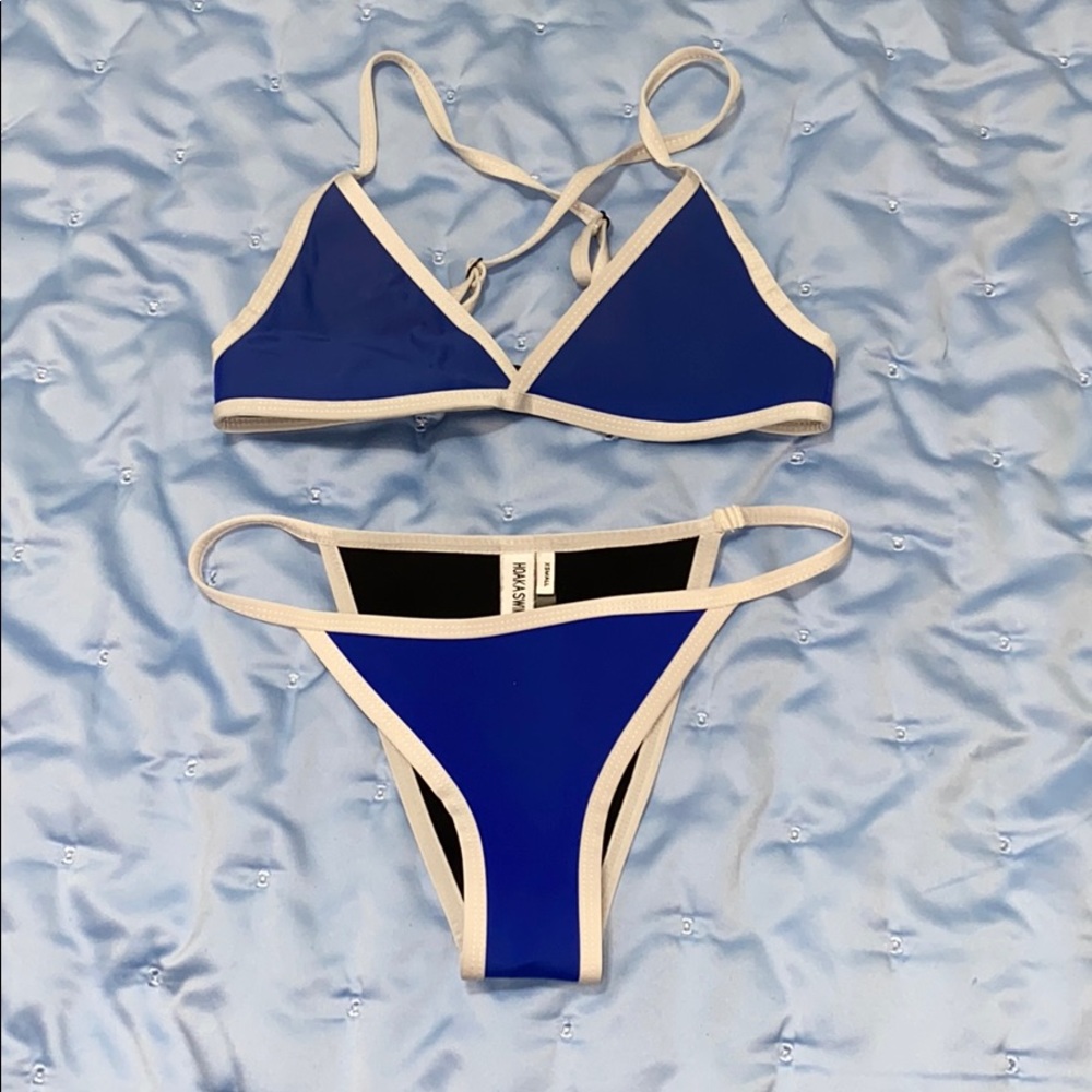 Blue and White Neoprene Hoaka Swimwear Bikini